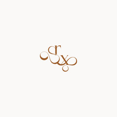 XR letter luxury minimalist logo design wedding initial concept caligraphic style monogram