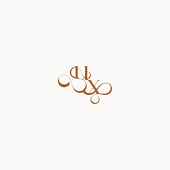XU letter luxury minimalist logo design wedding initial concept caligraphic style monogram