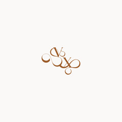 XV letter luxury minimalist logo design wedding initial concept caligraphic style monogram