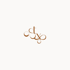XT letter luxury minimalist logo design wedding initial concept caligraphic style monogram