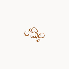 YO letter luxury minimalist logo design wedding initial concept caligraphic style monogram