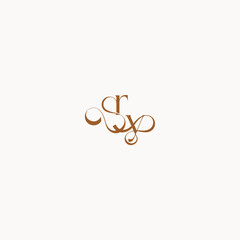 YR letter luxury minimalist logo design wedding initial concept caligraphic style monogram