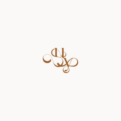 YU letter luxury minimalist logo design wedding initial concept caligraphic style monogram