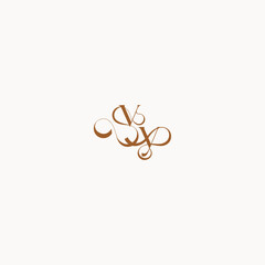 YV letter luxury minimalist logo design wedding initial concept caligraphic style monogram