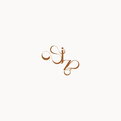 Obraz premium ZJ letter luxury minimalist logo design wedding initial concept caligraphic style monogram