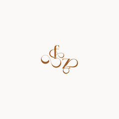 ZF letter luxury minimalist logo design wedding initial concept caligraphic style monogram