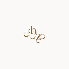 ZH letter luxury minimalist logo design wedding initial concept caligraphic style monogram