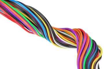 Multicolored Wires: A vibrant tangle of colorful electrical wires, symbolizing connectivity, technology, and the complexities of modern communication.
