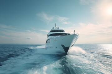 Yacht running, lens slowly rotating to the front yacht