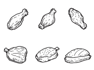 Fried Chicken line art illustration
