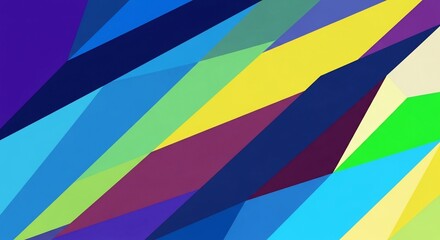 Obraz premium Colorful abstract background with dynamic overlapping diagonal geometric shapes and stripes.