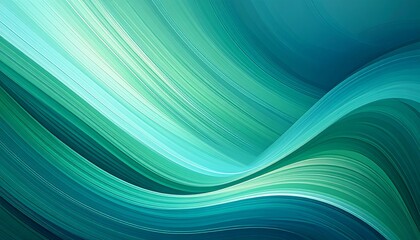 Abstract design featuring fluid lines in teal and turquoise tones creating a dynamic wave effect.