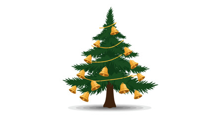 Fototapeta premium Festive Christmas Tree Decorated with Golden Bells.