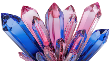 Pink And Blue Crystal Cluster on Black Background