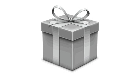 Fototapeta premium Gray Gift Box with Silver Ribbon.
