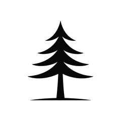 Rustic silhouette of a pine tree with a textured stylized design and a simple ground line
