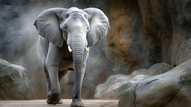 A majestic elephant in a zoo enclosure with natural light