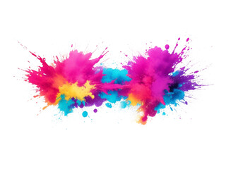 Holi Festival Powder Burst with Bright Multicolor Explosion on White Background