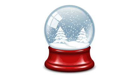 Red based snow globe with winter scene inside.