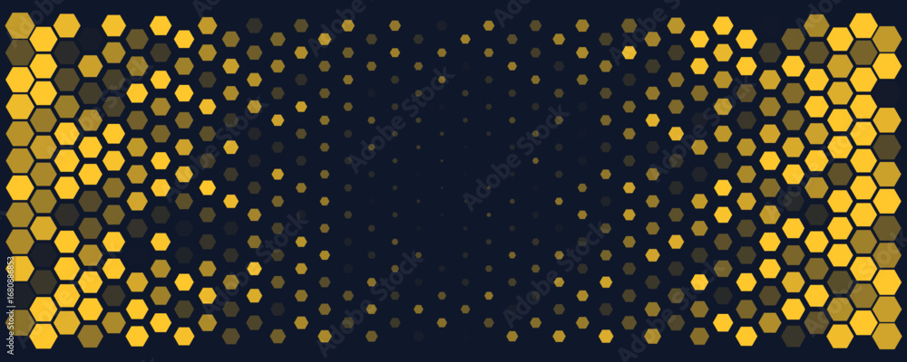 Aufkleber hexagon background glowing honeycomb pattern in yellow blue colors for ai, tech digital forum and co