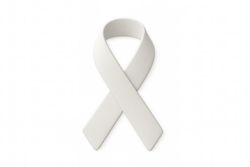 White lung cancer awareness ribbon symbolizing hope, solidarity, floating against transparent background, supporting medical advocacy and survivor support