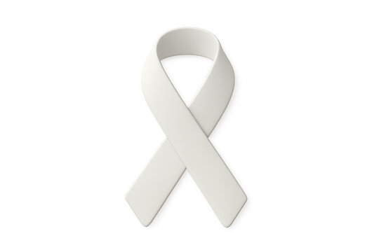 White lung cancer awareness ribbon symbolizing hope, solidarity, floating against transparent background, supporting medical advocacy and survivor support