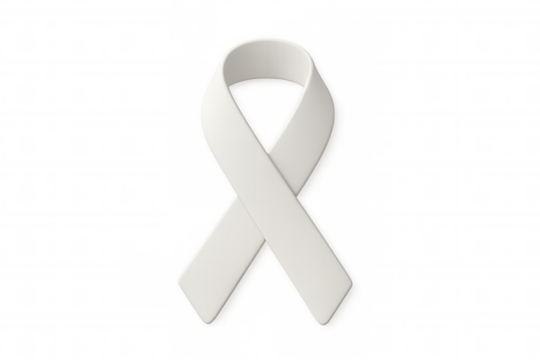 White lung cancer awareness ribbon symbolizing hope, solidarity, floating against transparent background, supporting medical advocacy and survivor support - Powered by Adobe