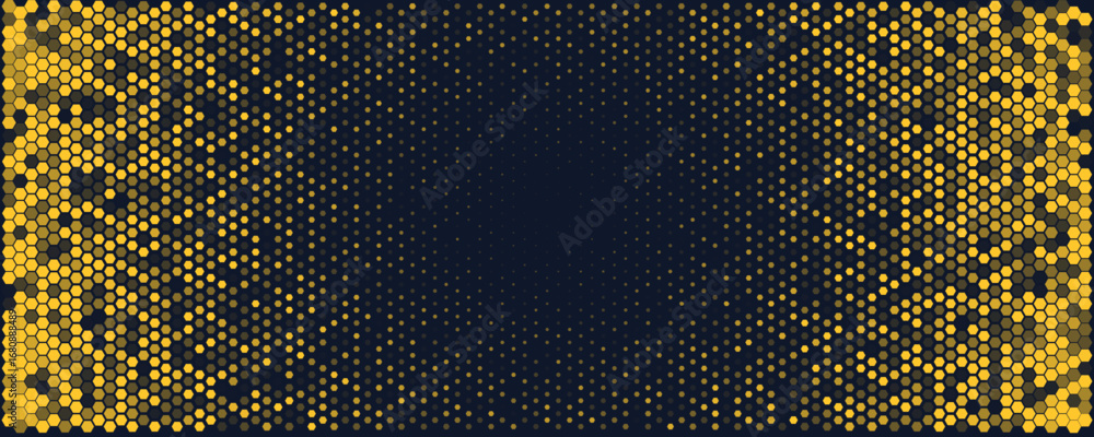 Aufkleber hexagon background glowing honeycomb pattern in yellow blue colors for ai, tech digital forum and co