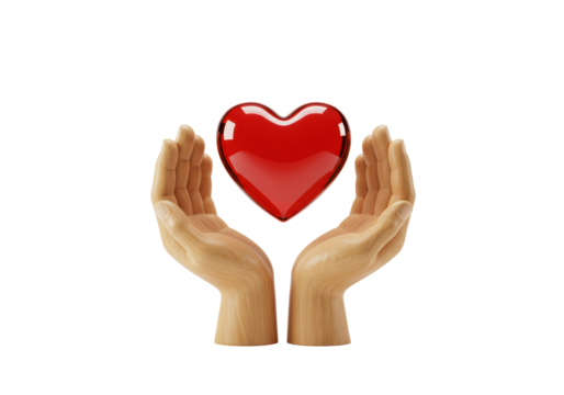 Isolated Heart Held in Hands Depicts Love, Support, Care and Compassion Symbolizing Health