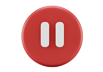 Isolated red pause button, multimedia sign for web design, app icon or control panel feature
