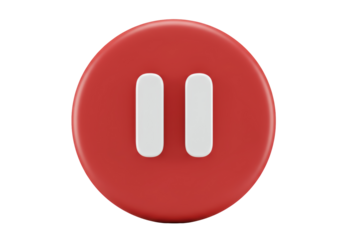 Isolated red pause button, multimedia sign for web design, app icon or control panel feature