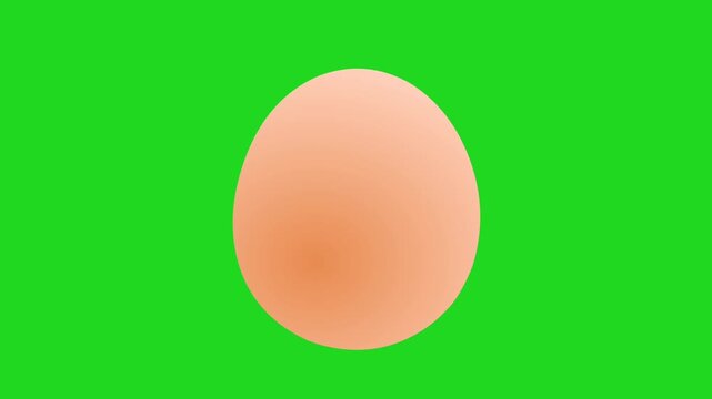 Motion graphic animation of a whole chicken egg gently moving as if about to hatch, presented on a green screen background. Perfect for video editing, compositing, and creative design projects