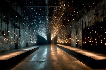 Immersive digital art with LED hanging lights high resolution picture