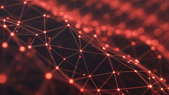 Red network connection abstract background technology design with digital communication concept