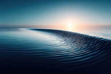 Ocean wave cresting, serene sunrise