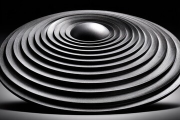 Dark, layered circular object with concentric rings