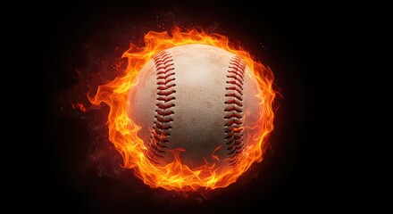 Feel the heat of the game with this dynamic baseball engulfed in vibrant flames, perfect for sports promotions, intense competition visuals, or fiery brand campaigns