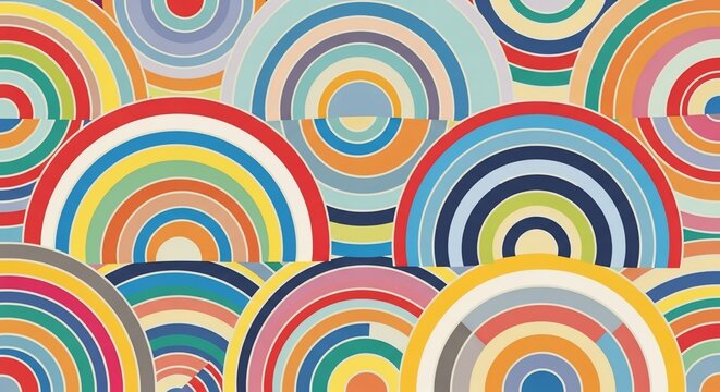Colorful Abstract Semicircle Arcs Pattern Background.