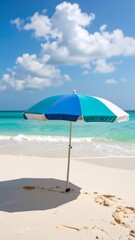 Beach umbrella on a sunny shore
