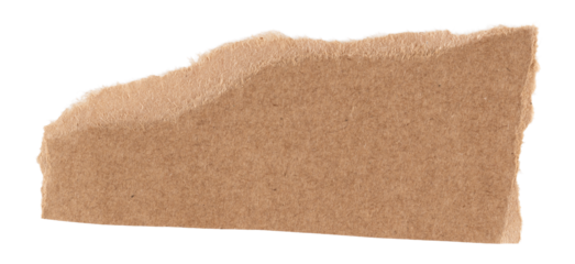 Brown kraft paper rectangle with rough torn edge isolated sheet