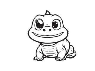 Komodo Dragon line art illustration