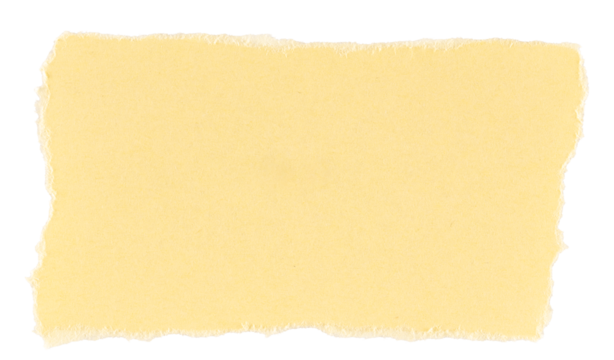 Yellow paper rectangle with torn edges isolated ripped sheet