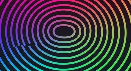 Obraz premium Colorful Concentric Oval Rings on Dark Background Abstract Design.