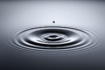 Water drop impact creates concentric ripples on a still surface