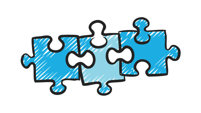 Blue puzzle pieces connected connection light blue
