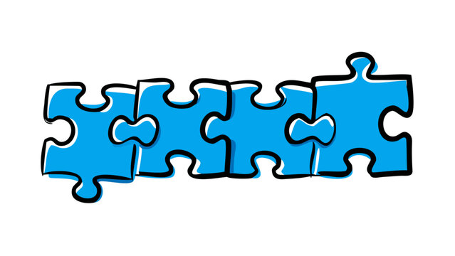 Blue puzzle pieces connected teamwork strategy