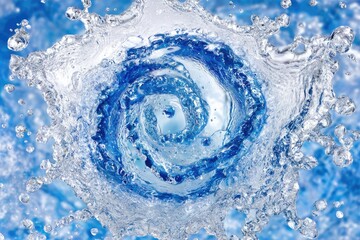 Water splash vortex, vibrant blue