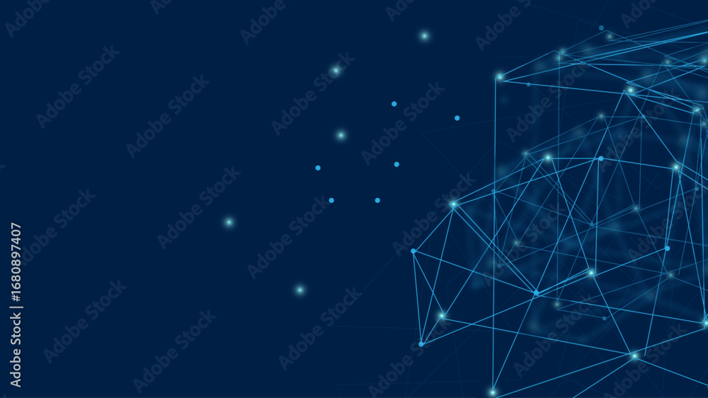 Poster futuristic blue digital network background – abstract white‑blue tech lines & dots for high‑tech com