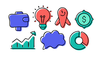 Business Icons Doodle Collection hand drawn finance