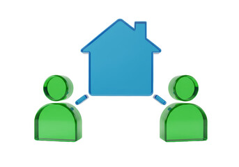 Isolated illustration of people communicating about a home, real estate, or community